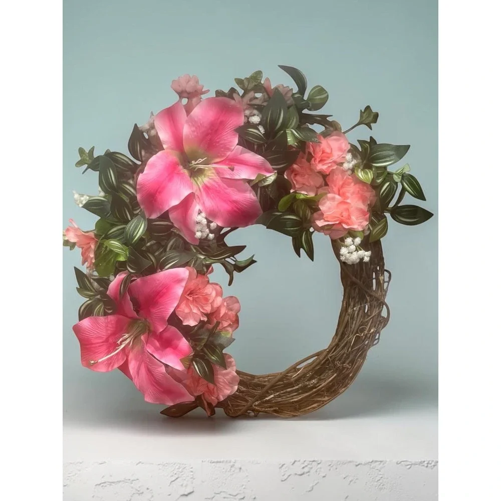 Colorful Spring Wreath: Faux Floral Door Accent;